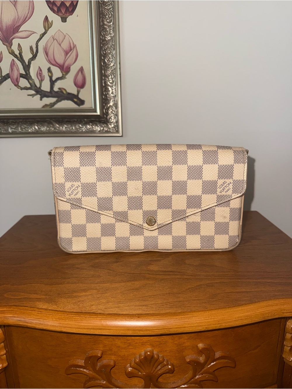 Louis Vuitton checkered crossbody bag with card holder insert